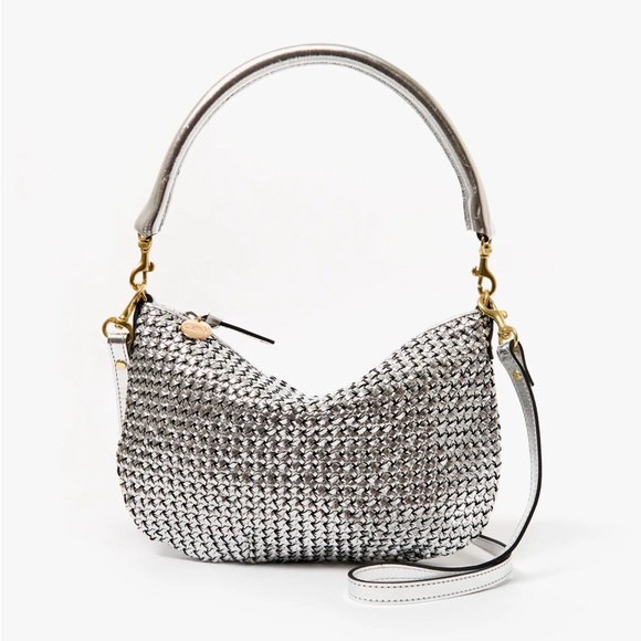 Clare V. Handbags - NWT- Clare V. Petit Moyen Messenger- color: Silverwovencheck